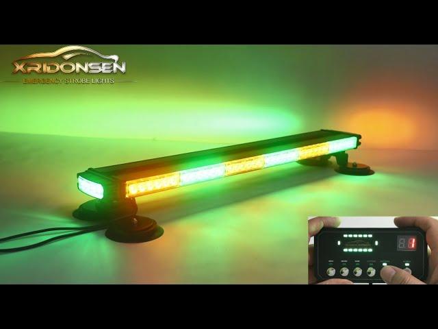 XRIDONSEN 28.4 inch Magnetic Roof Amber Green Emergency Strobe Lights for Plow Trucks Construction