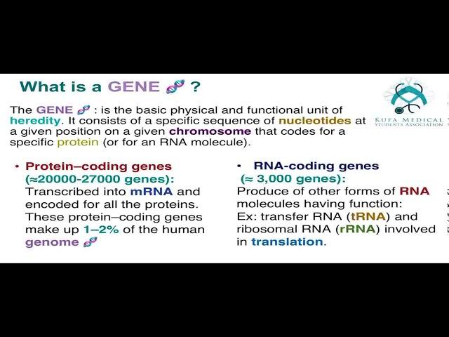 Molecules, Genes & Diseases Session 5 -Lecture 1-Part 1\By KMSA
