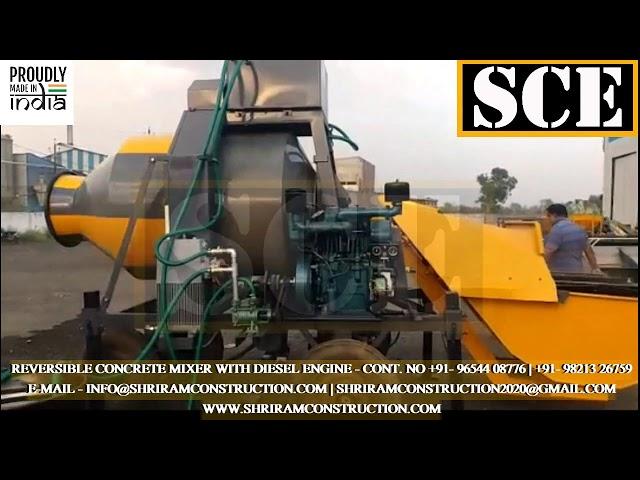 DIESEL REVERSIBLE CONCRETE DRUM MIXER | MINI MOBILE CONCRETE BATCHING PLANT | RM800 RM1050 SHRIRAM