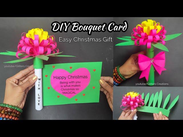 DIY Paper flower Bouquet Card/ Easy Christmas gift / paper gift ideas/ diy gift ideas