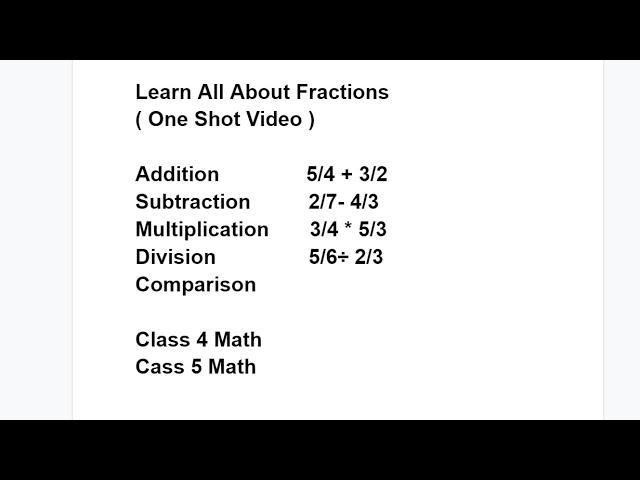 All about Fractions / Fractions / Multiplying fractions / Dividing fractions / Comparing fractions