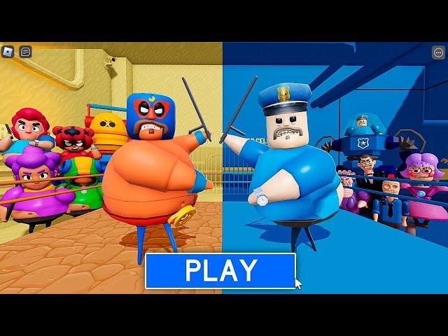 BRAWL STARS BARRY Team Vs BARRY Team in BARRY'S PRISON RUN! New Scary Obby (#Roblox)