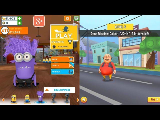 Despicable me Minion rush   Evil minion VS Motu Patlu Run 2   Motu gameplay walkthrough ios android