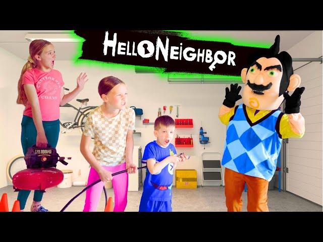 Hello Neighbor in Real Life vs Preston!! Disney Doorables Scavenger Hunt!
