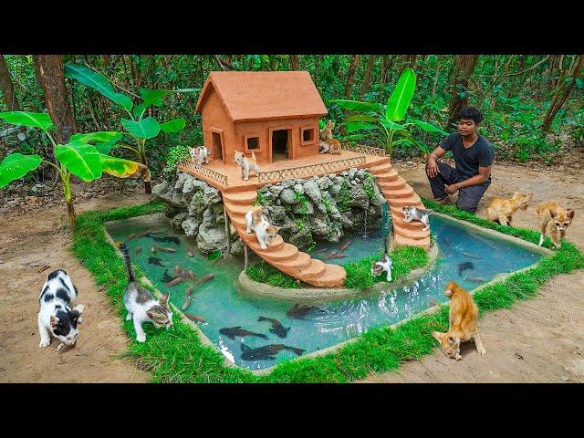 Rescue Kitten Build Mountain House And Fish Pond