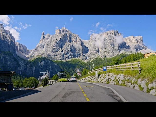 Dolomites Scenic Drive 4K | Cortina - Valparola Pass - Sella Pass - Canazei