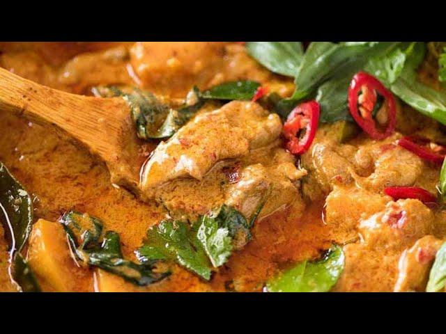 طبق خرافي اشهر اكلة تيلاندية دجاج الكاري الاحمر Thai chicken red curry