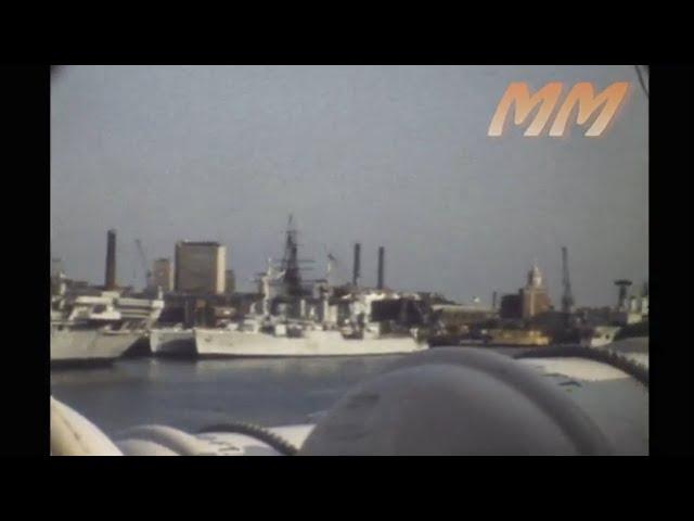 Leaving Portsmouth on a Ferry 1978 old cine film 373