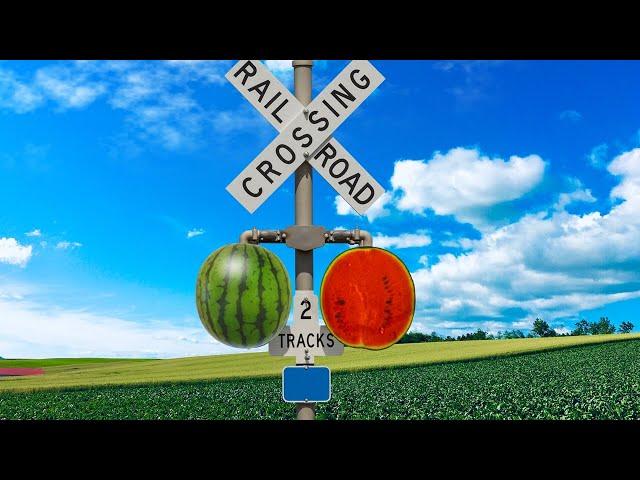 Railway Crossing with Watermelon Shaped Lamp