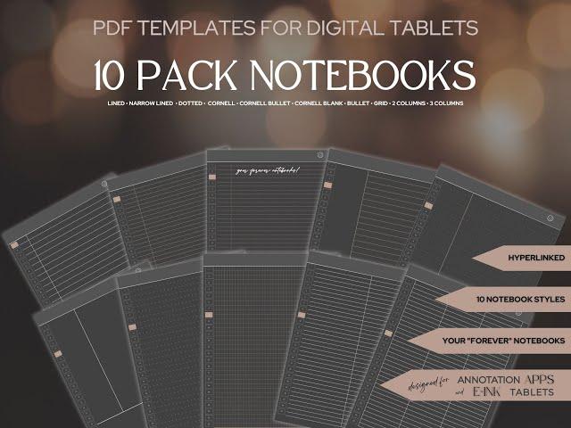 Walk-Thru DARK MODE NOTEBOOKS (10Pack) Eink Tablets and Goodnotes