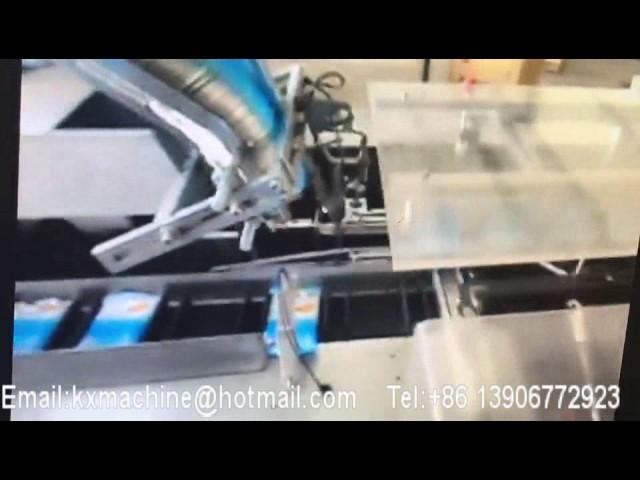 Automatic connected line for pillow packing machine and cartoning machine for pouch