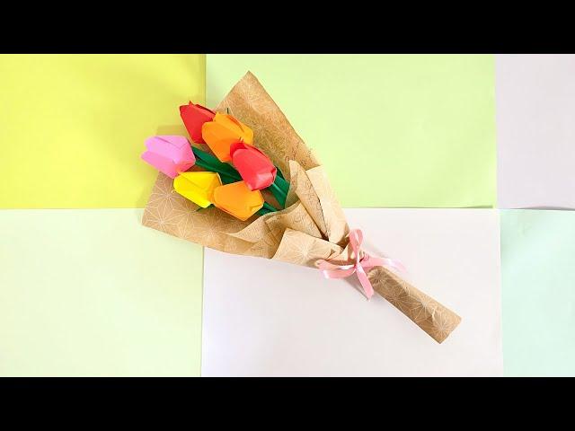 How to make Paper Tulip Bouquet - Easy Origami