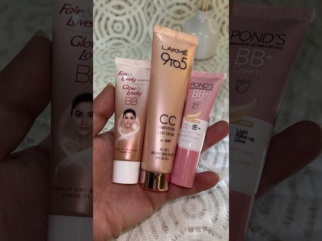 Comparing/ swatching Glow & Lovely BB cream, Lakme 9to5 CC cream and Ponds BB+ cream! #bbcream