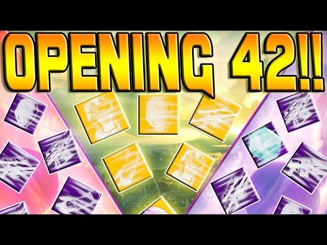 Destiny - OPENING 42 EXOTIC/LEGENDARY ENGRAMS! (ALMOST PERFECT!)