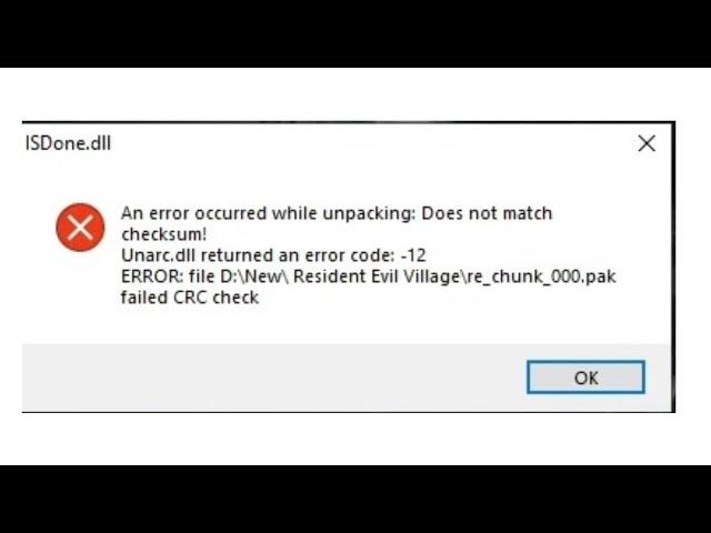 ISDone.dll Error ,  Unarc.dll returned Error Code -12 FIX.