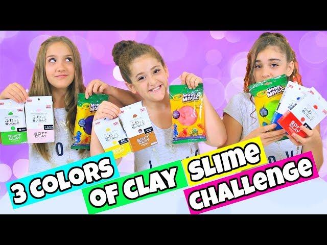 3 Colors of Clay Slime Challenge!  Daiso vs. Model Magic Clay Slime!