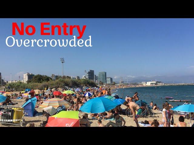 Shockingly Crowded Beaches of Barcelona: Nova Icària & Bogatell Closed! Walking