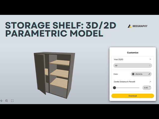 BeeGraphy 3D Parametric Configurator/ BeeGraphy 3D Model Marketplace/ Storage Shelf 3D/2D Model