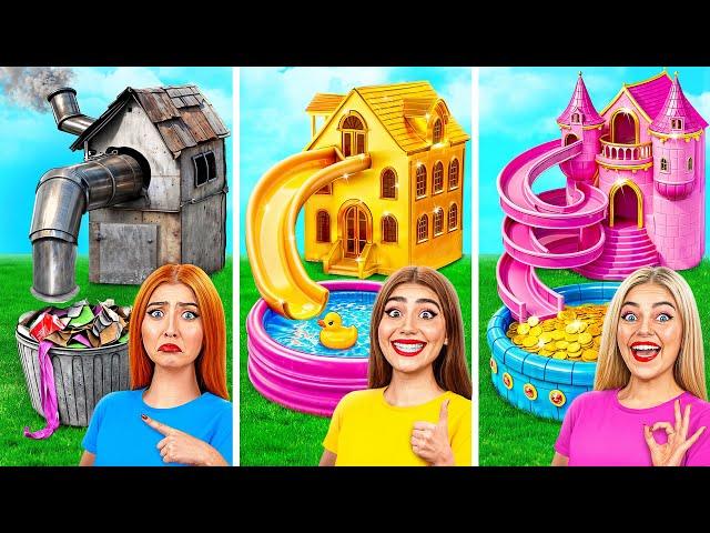 One Colored House Rich vs Broke vs Giga Rich | Funny Challenges by Multi DO Smile