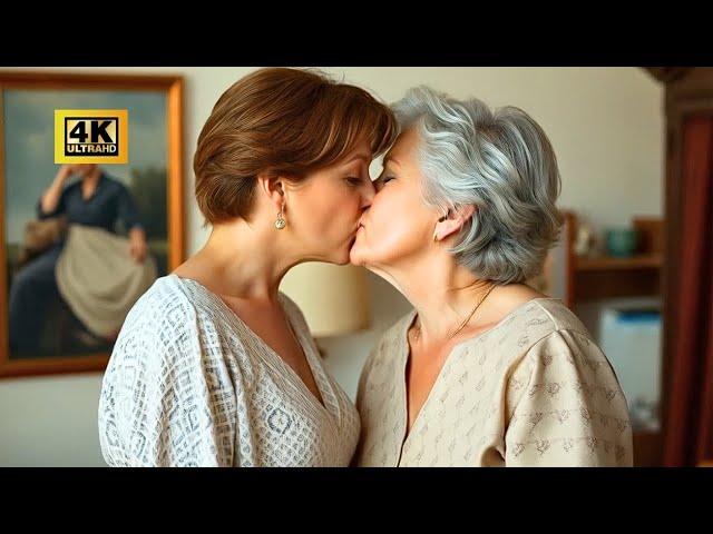 4K AI Models -- Kissing of 50 Year Old Woman - Lesbian Kissing