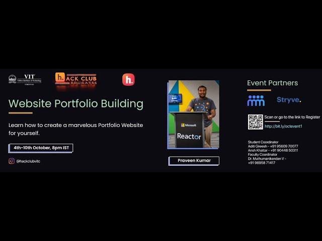 Website Portfolio Building | Praveen Kumar Purushothaman | HackClub VIT Chennai