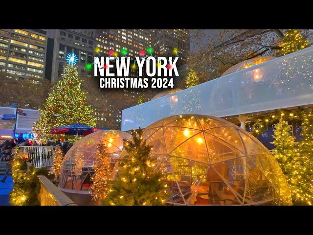 New York City 4K Walk Christmas in NYC 2024 Christmas Tour Rockefeller Center, Bryant Park, Macys