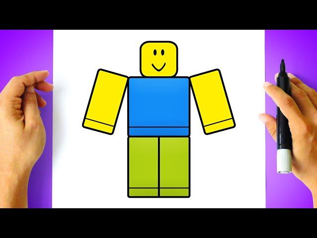 How to DRAW a ROBLOX NOOB step by step - Roblox Drawing - easy