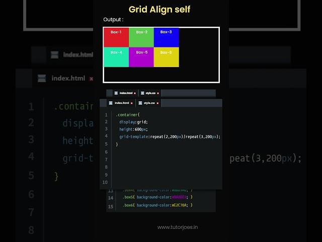 CSS Grid Align Self in CSS #tutorjoes #tamil #coding #css