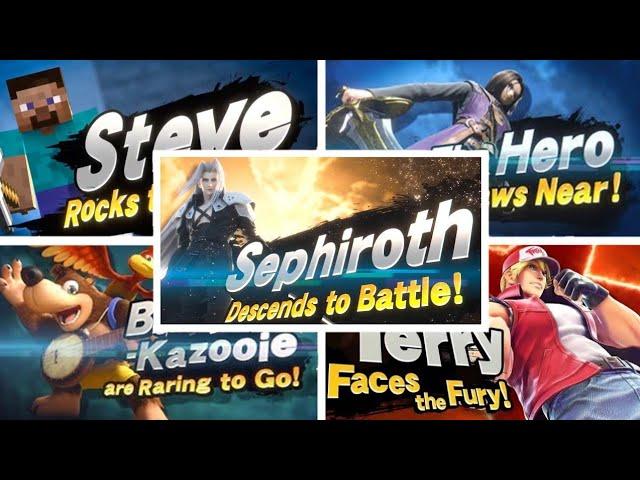 Super Smash Bros Ultimate - All Newcomers Trailers Including Sephiroth (FF7)