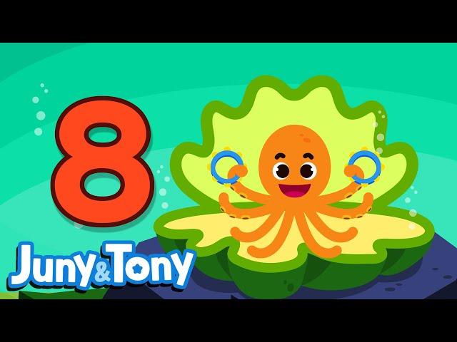 Learn Number Eight | Eight Octopus Arms | Number Songs for Kids | JunyTony