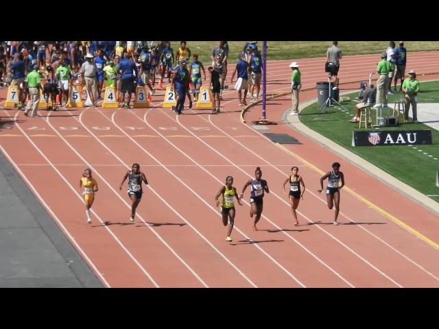 AAU JO 2017, 100m prelim 14yr girls, Tamari Davis, 11.48s JO Record