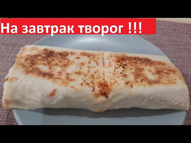 На завтрак ТВОРОГ В ЛАВАШЕ. Просто, сытно и вкусно. МНОГО БЕЛКА.