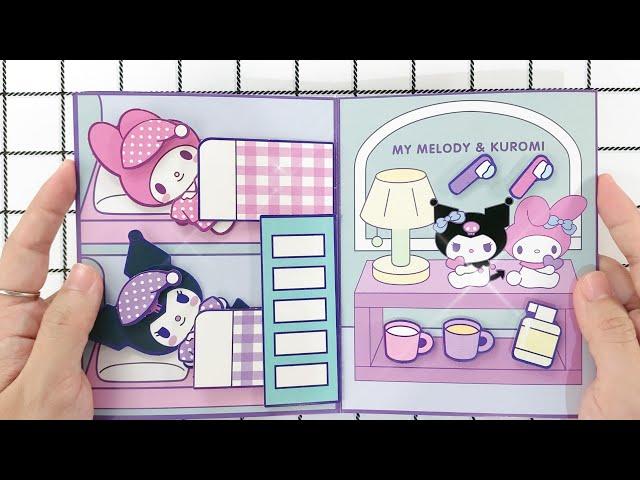 [paperdiy] KUROMI and MYMELODY Goes to Sleep  | Paper Play | BIG QUIET BOOK