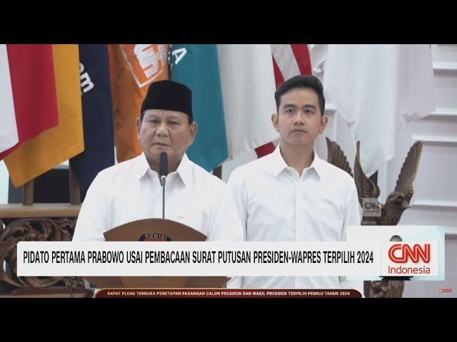 (FULL) Pidato Pertama Prabowo Usai Resmi Ditetapkan Jadi Presiden 2024-2029