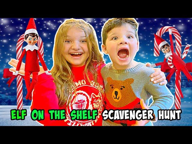 Elf on the Shelf CANDY CANDY Scavenger HUNT! Aubrey and Caleb Play ELF GAMES with Elf Friend!