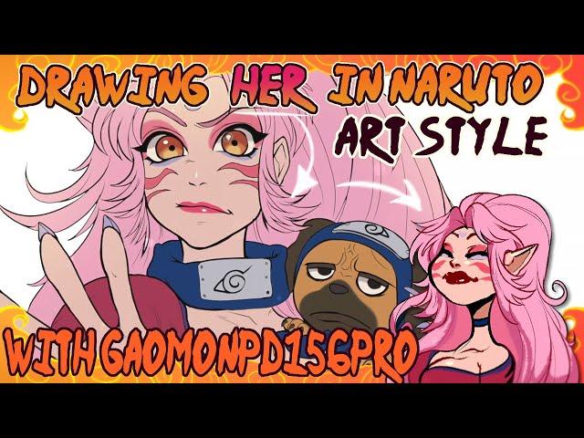 Drawing my OC in Naruto ART STYLE  with Gaomon PD156PRO Tablet!