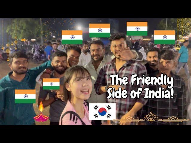 Korean Girl Amazed with India  Beautiful Culture ️ | Diwali in india