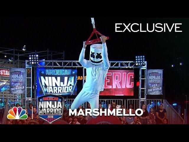 Marshmello Runs Stage 1 at the Las Vegas National Finals - American Ninja Warrior 2018 (Exclusive)