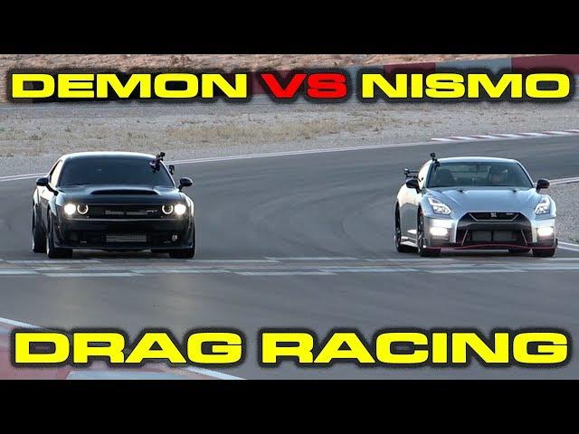 Dodge Demon vs Nissan GT-R Nismo Drag Racing at Speed Vegas