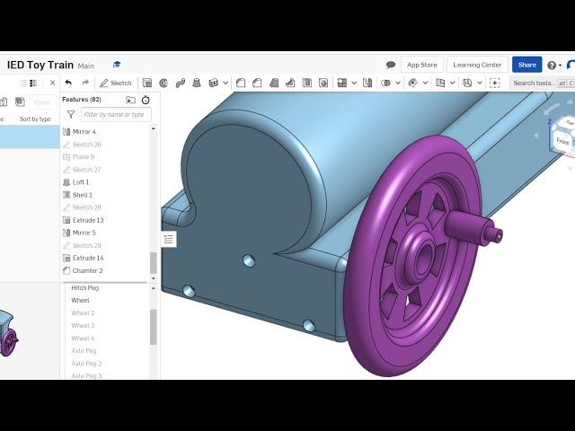 Train Wheel for Toy Train Model in Onshape