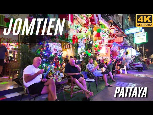 [4K] Jomtien beach Christmas walk. Pattaya 2024. Thailand walking tour