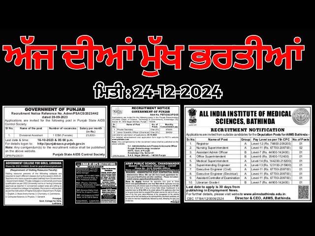 LATEST PUNJAB GOVT JOBS 2024 | LATEST PUNJAB JOB NOTIFICATION 2024 | PUNJAB JOBS NOTIFICATION 2024