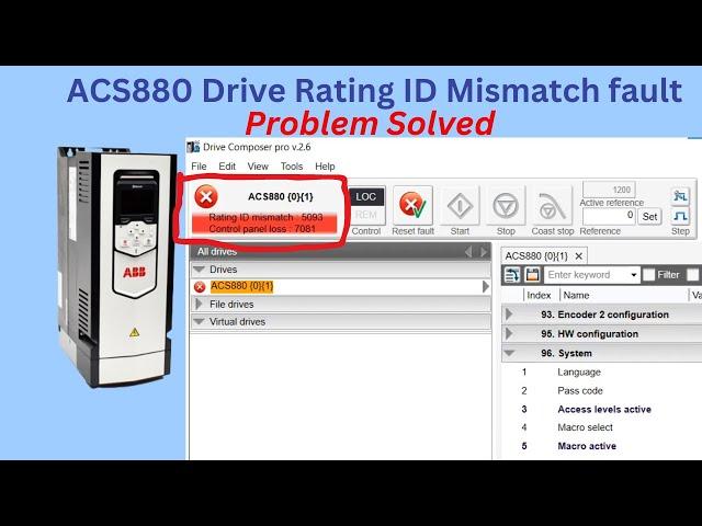 ABB ACS880: Drive Rating ID Mismatch fault 5093