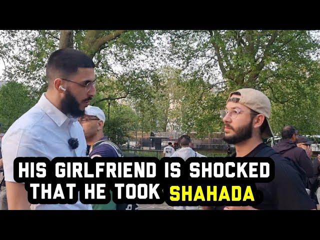 His girlfriend is shocked that he took Shahada | Ali Dawah And Visitor Speakers Corner Sam Dawah