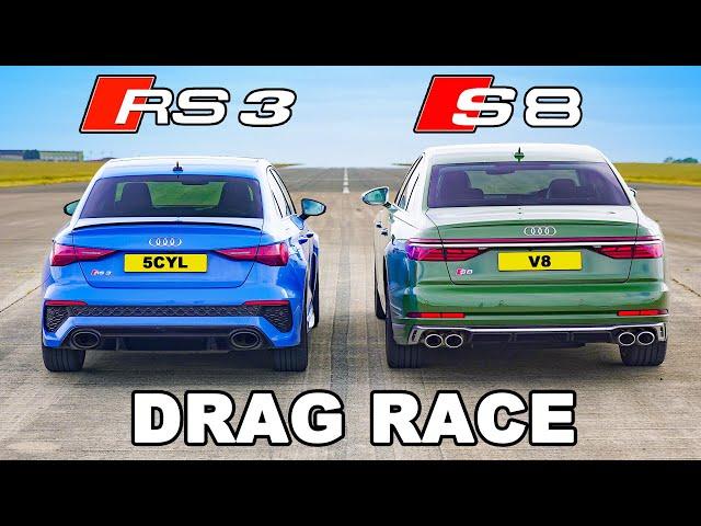 Audi RS3 v Audi S8: DRAG RACE