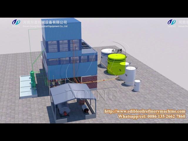 Continuous palm oil refinery plant working process 3D video(physical refining method), part 2