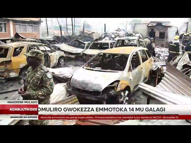 Omuliro gwokezza emmotoka 14 mu galagi