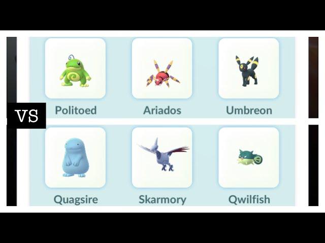 Dodgemon Johto Cup | Pokémon GO GBL PvP | Politoed Ariados Umbreon vs Quagsire Skarmory Qwilfish