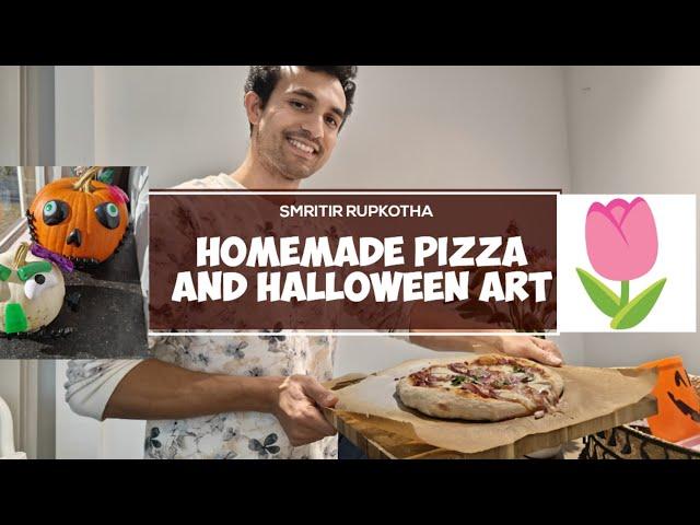 বড়মশাই ডিনারে বানালো দুর্দান্ত টেস্টি homemade pizza, আজ বাচ্চাদের নিয়ে halloweenএর artwork করলাম