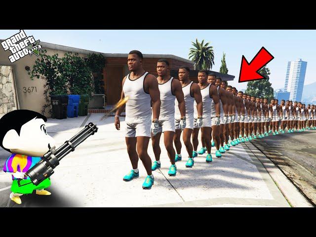 GTA 5 : Shinchan's One Bullet vs 1000 Franklin In GTA 5 !